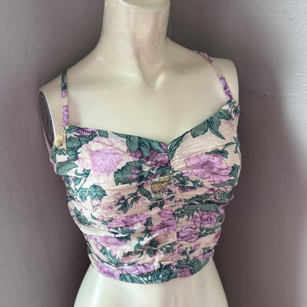 Abercrombie and fitch sleeveless cropped blouse size medium floral nwt
